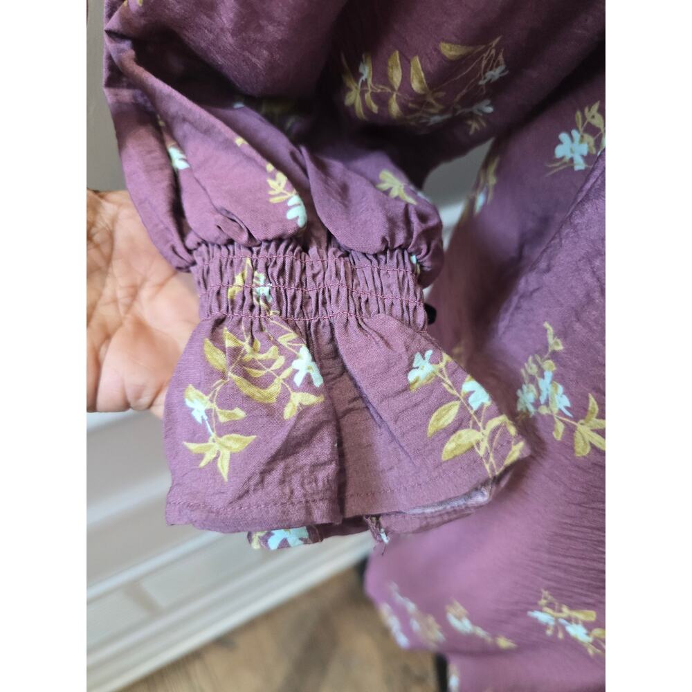 A New Day Babydoll Dress XS Purple Floral Smocked Balloon Sleeve Party/Cocktail - Picture 8 of 12